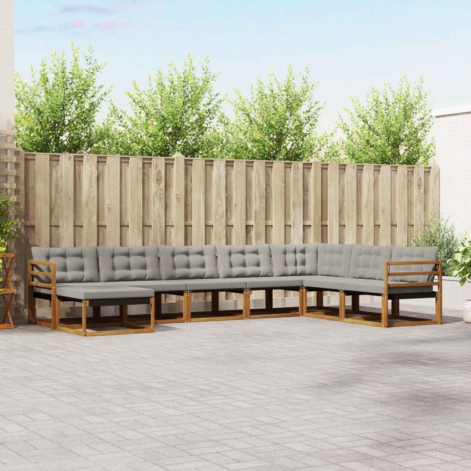 vidaXL Set de canapele de exterior 8 pcs Gri natural și deschis