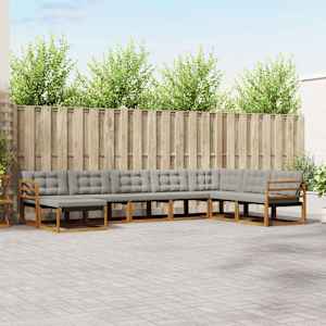 Zunanja garnitura za sedenje 8 pcs Naravna in svetlo siva