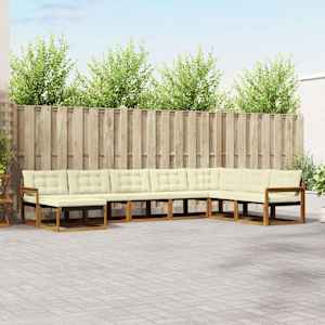 Zunanja garnitura za sedenje 24 pcs Naravna in smetana