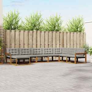 Zunanja garnitura za sedenje 8 pcs Naravna in svetlo siva