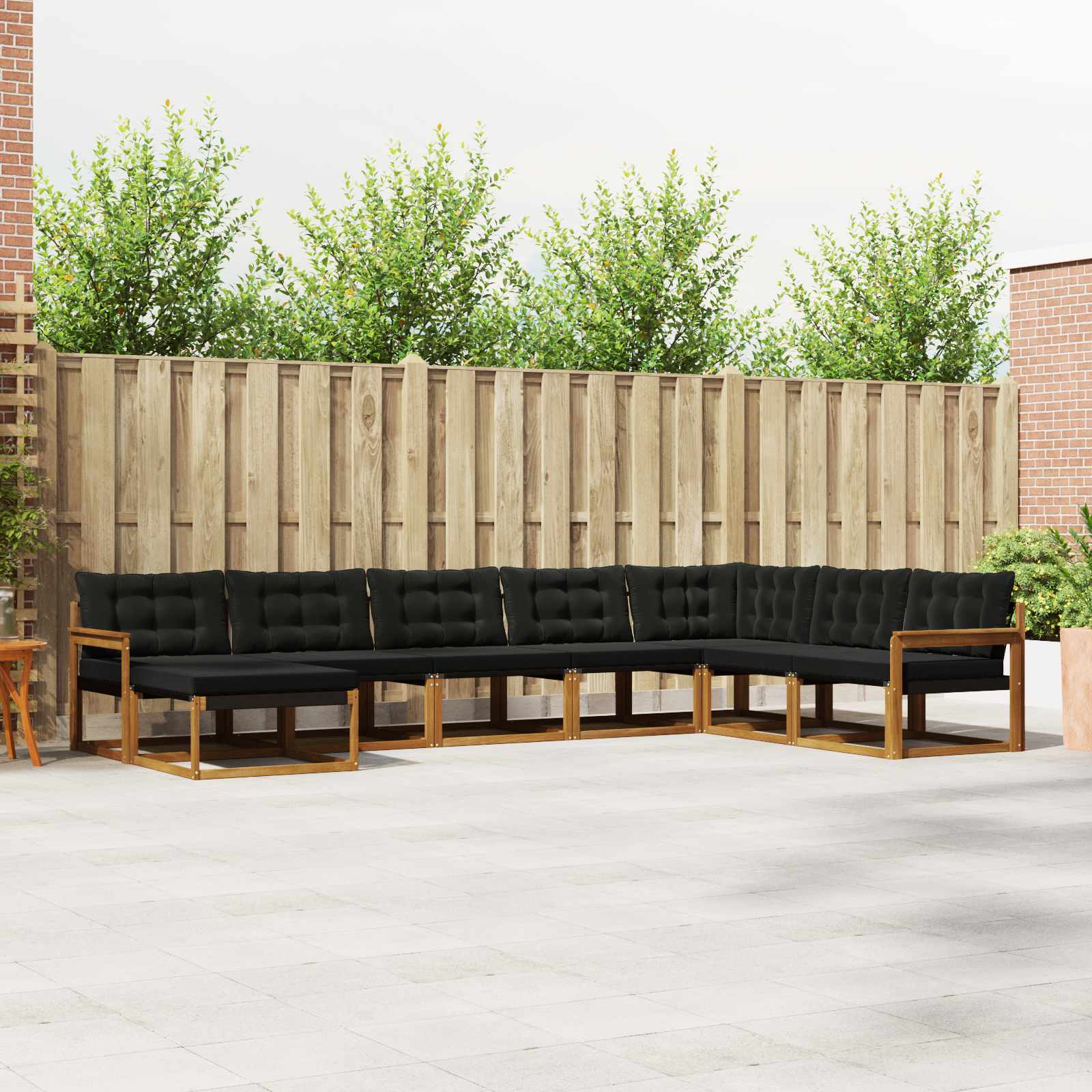 vidaXL Outdoor-Sofagarnitur mit Kissen 24 pcs Natürlich und Schwarz