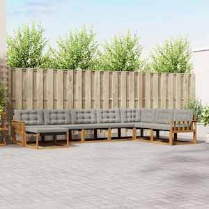 Zunanja garnitura za sedenje 8 pcs Naravna in svetlo siva