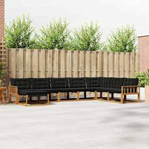 Zunanja garnitura za sedenje z blazino 24 pcs Naravna in črna