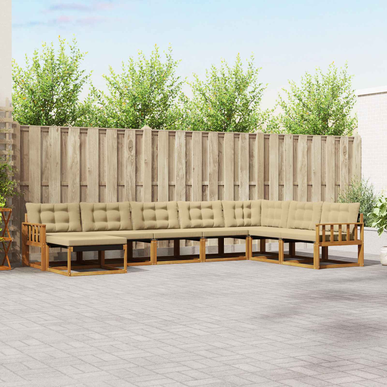 vidaXL Outdoor-Sofagarnitur 8 pcs Natur und Beige Massivholz Akazie