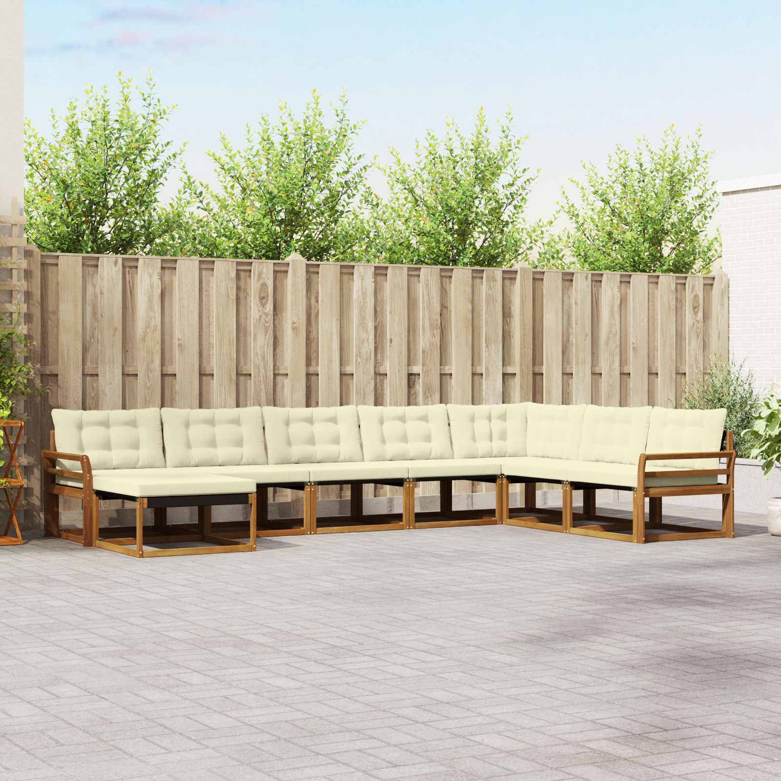 vidaXL Outdoor-Sofagarnitur 24 pcs Natur und Creme Massivholz Akazie