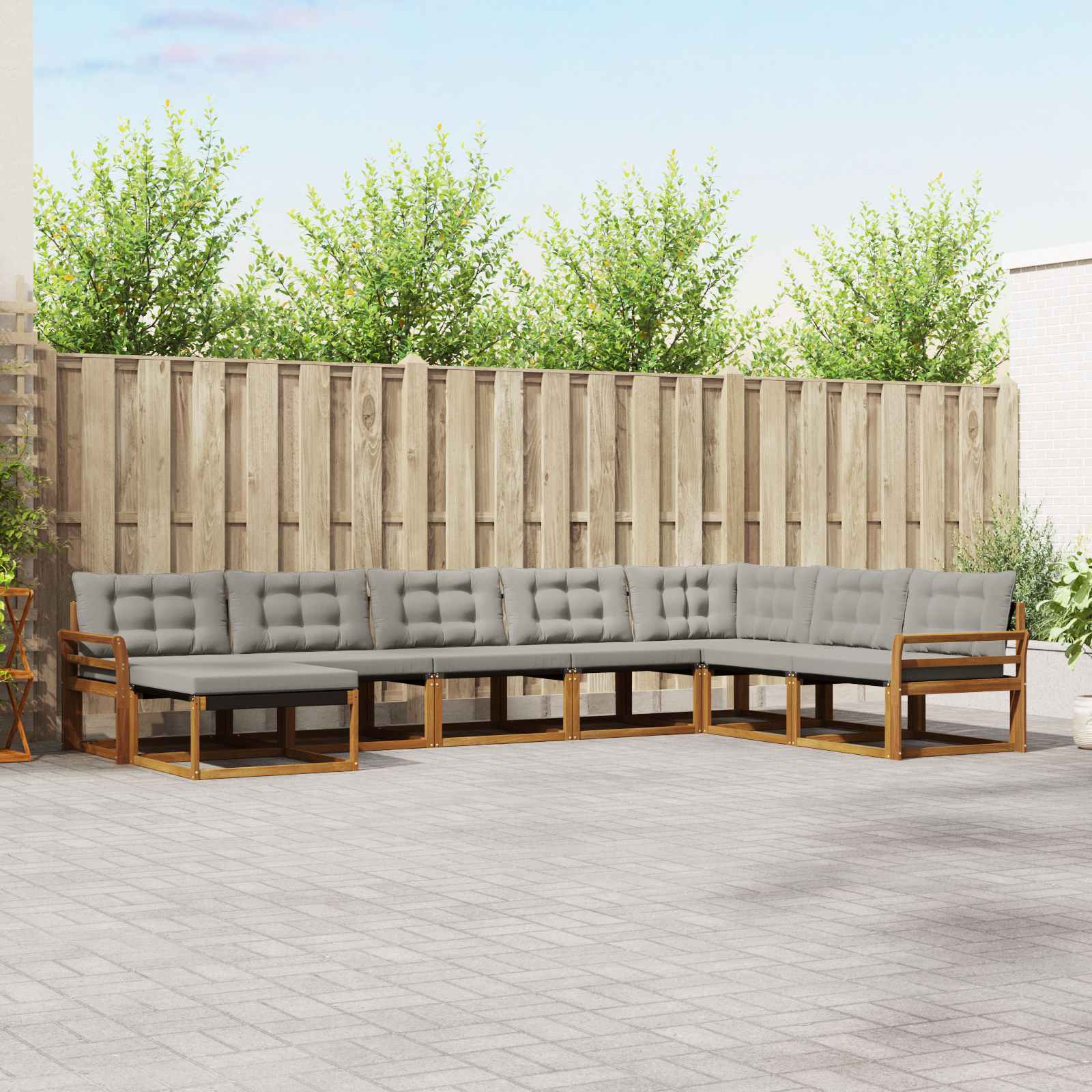 vidaXL Set de canapele de exterior 8 pcs Gri natural și deschis