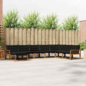 Zunanja garnitura za sedenje z blazino 24 pcs Naravna in črna