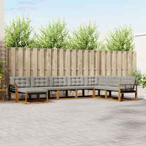 Zunanja garnitura za sedenje 8 pcs Naravna in svetlo siva