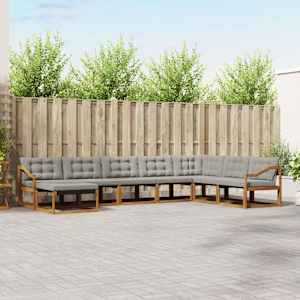 Zunanja garnitura za sedenje 8 pcs Naravna in svetlo siva