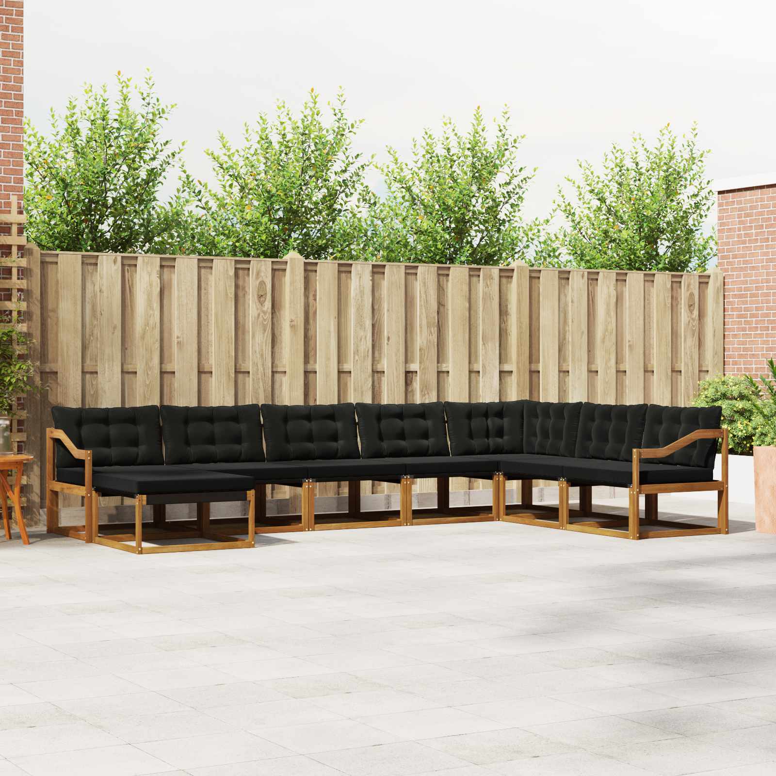 vidaXL Outdoor-Sofagarnitur mit Kissen 24 pcs Natürlich und Schwarz