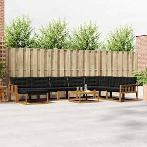 Zunanja garnitura za sedenje z blazino 25 pcs Naravna in črna