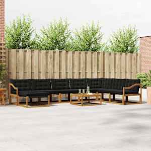 Zunanja garnitura za sedenje z blazino 25 pcs Naravna in črna