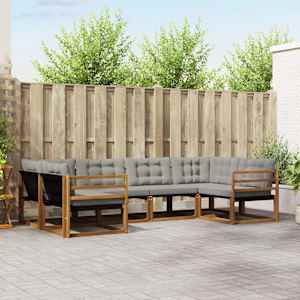 Zunanja garnitura za sedenje 6 pcs Naravna in svetlo siva