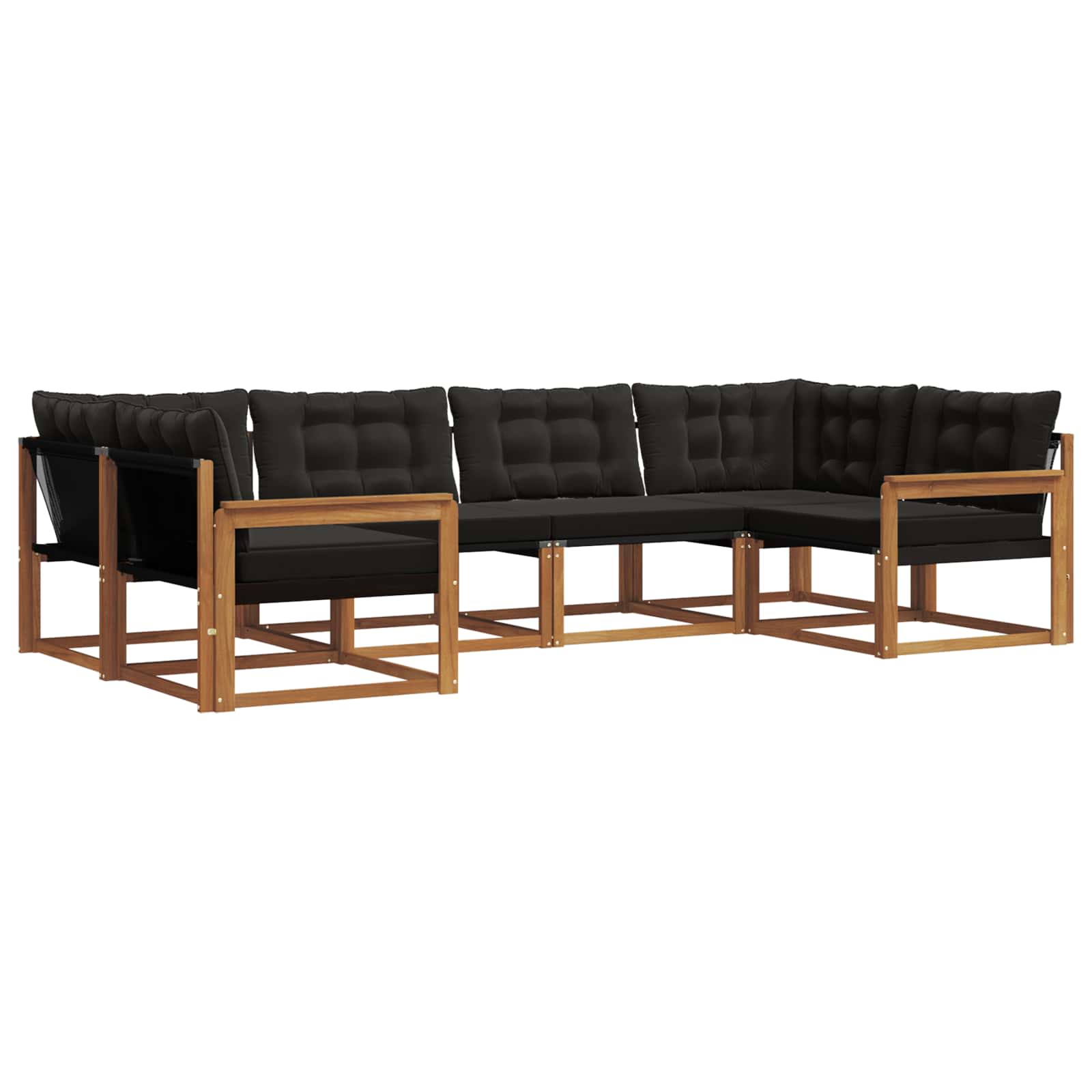 Zunanja garnitura za sedenje z blazino 6 pcs Naravna in črna - slika 2