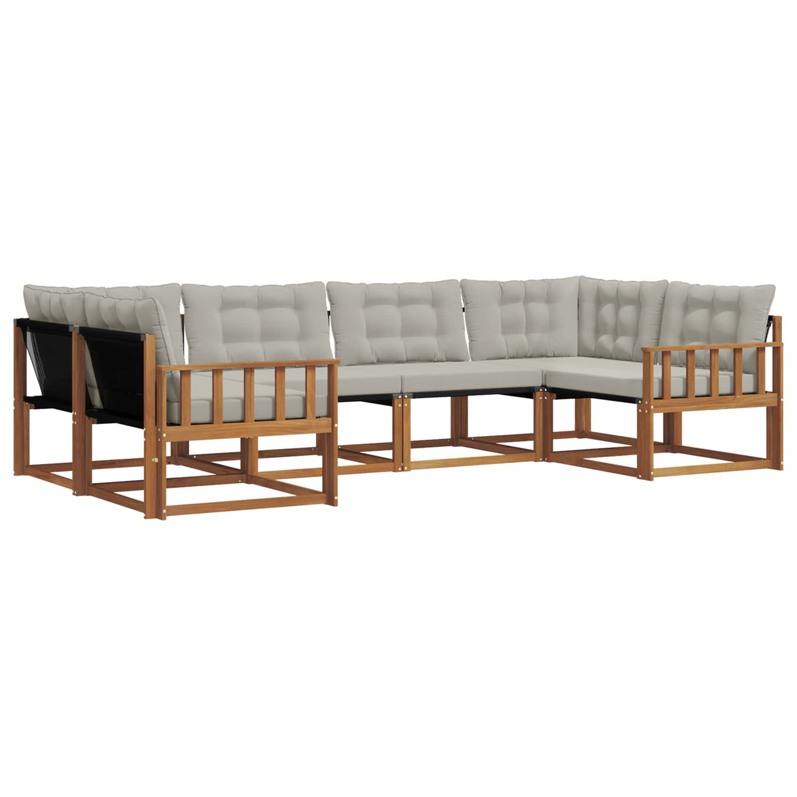 Zunanja garnitura za sedenje 6 pcs Naravna in svetlo siva - slika 2