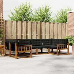 Zunanja garnitura za sedenje z blazino 6 pcs Naravna in črna