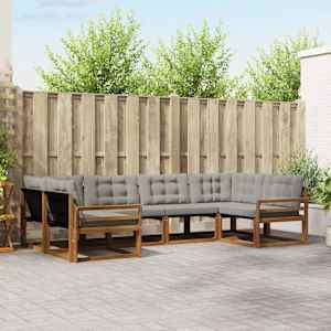 Zunanja garnitura za sedenje 6 pcs Naravna in svetlo siva