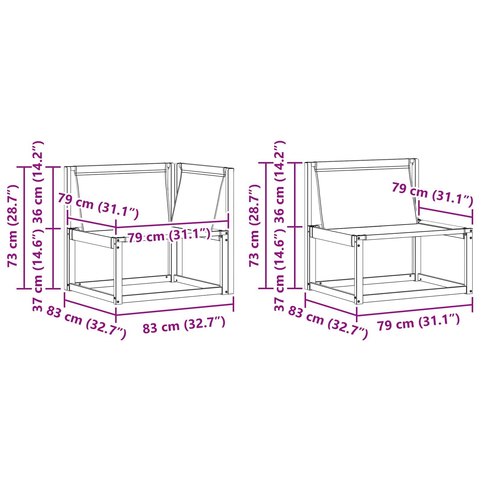 Zunanja garnitura za sedenje 6 pcs Naravna in svetlo siva - slika 9