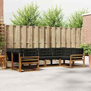 Zunanja garnitura za sedenje z blazino 6 pcs Naravna in črna