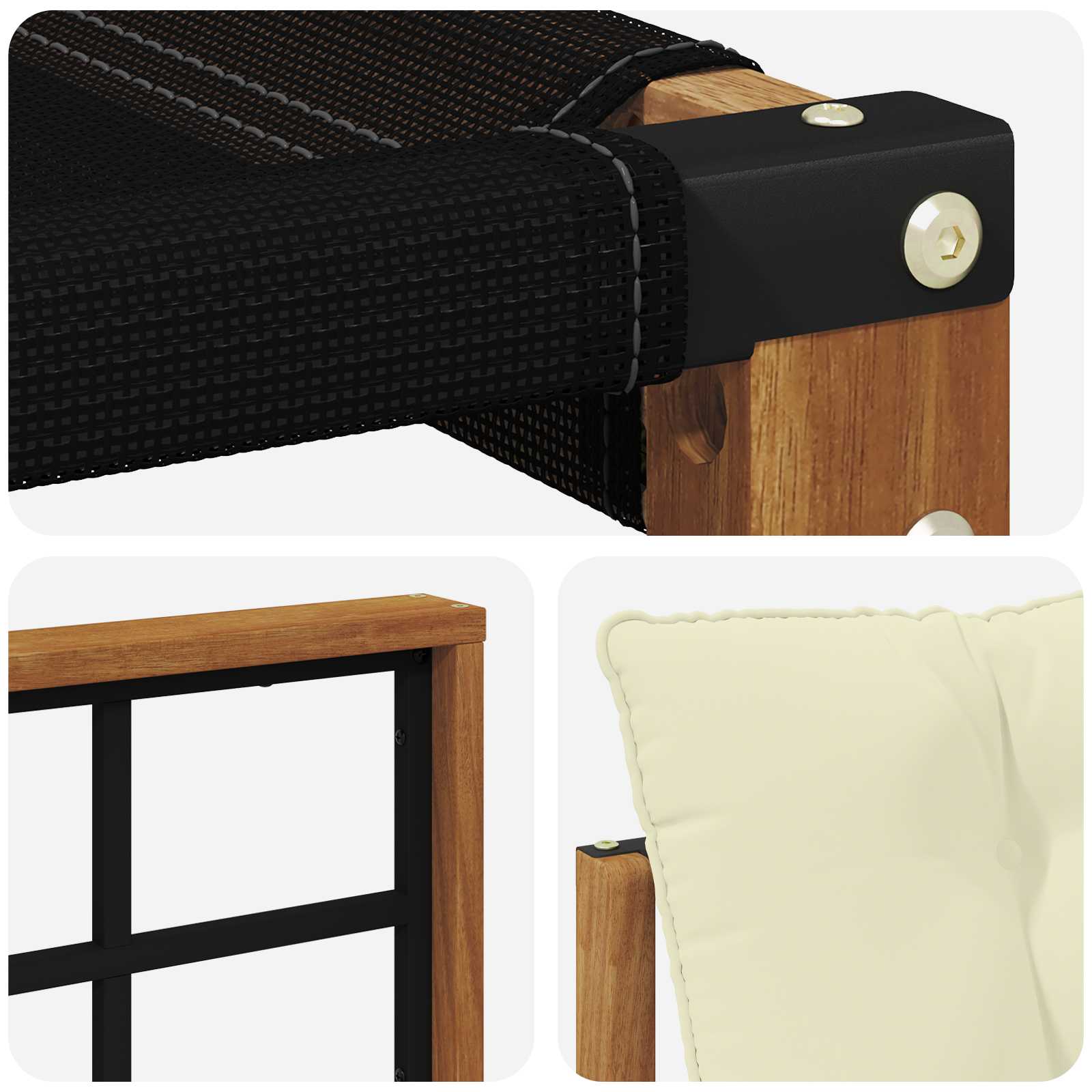 Zunanja garnitura za sedenje z blazino 6 pcs Naravna in smetana - slika 7