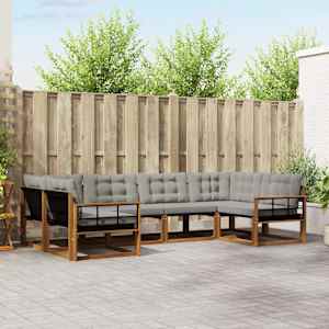 Zunanja garnitura za sedenje 6 pcs Naravna in svetlo siva