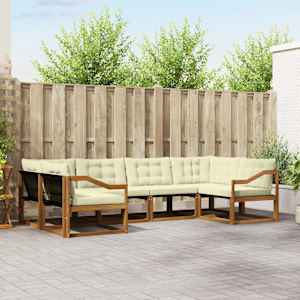 Zunanja garnitura za sedenje z blazino 6 pcs Naravna in smetana