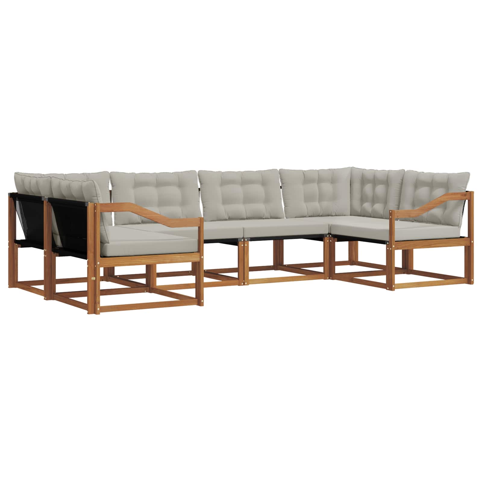 Thumbnail - vidaXL Outdoor-Sofagarnitur mit Kissen 6 pcs Natürlich und Hellgrau