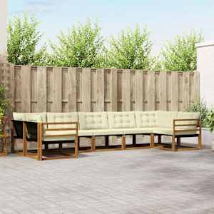 Zunanja garnitura za sedenje z blazino 7 pcs Naravna in smetana