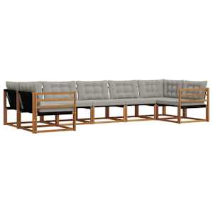 Venkovní pohovková souprava 7 pcs Přírodní a světle šedá - obrázek 2