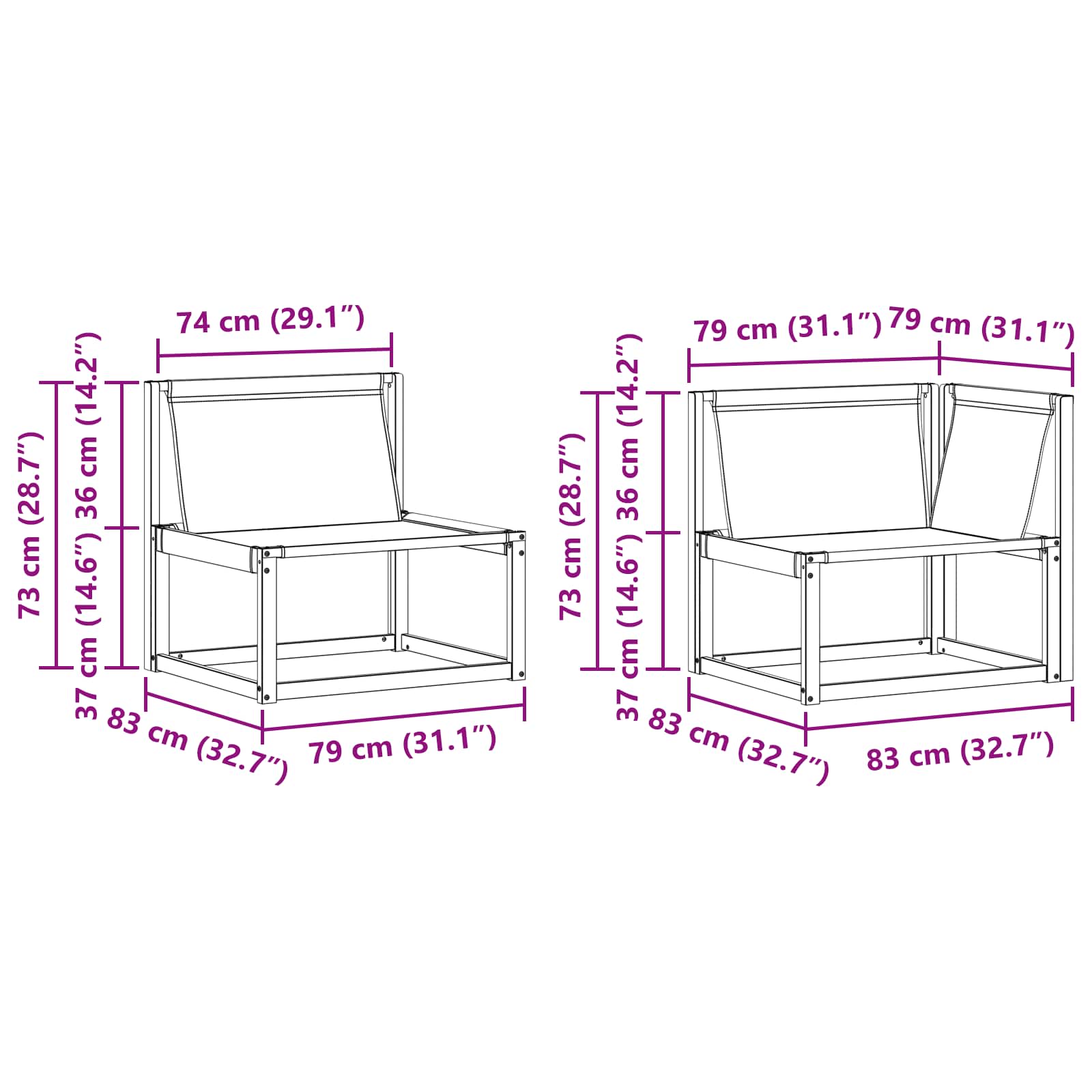 Zunanja garnitura za sedenje z blazino 7 pcs Naravna in črna - slika 9