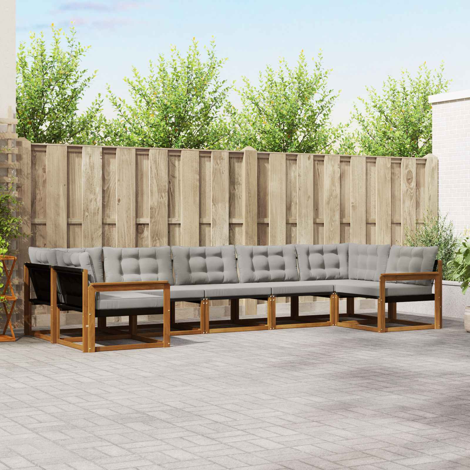 vidaXL Set de canapele de exterior 7 pcs Gri natural și deschis