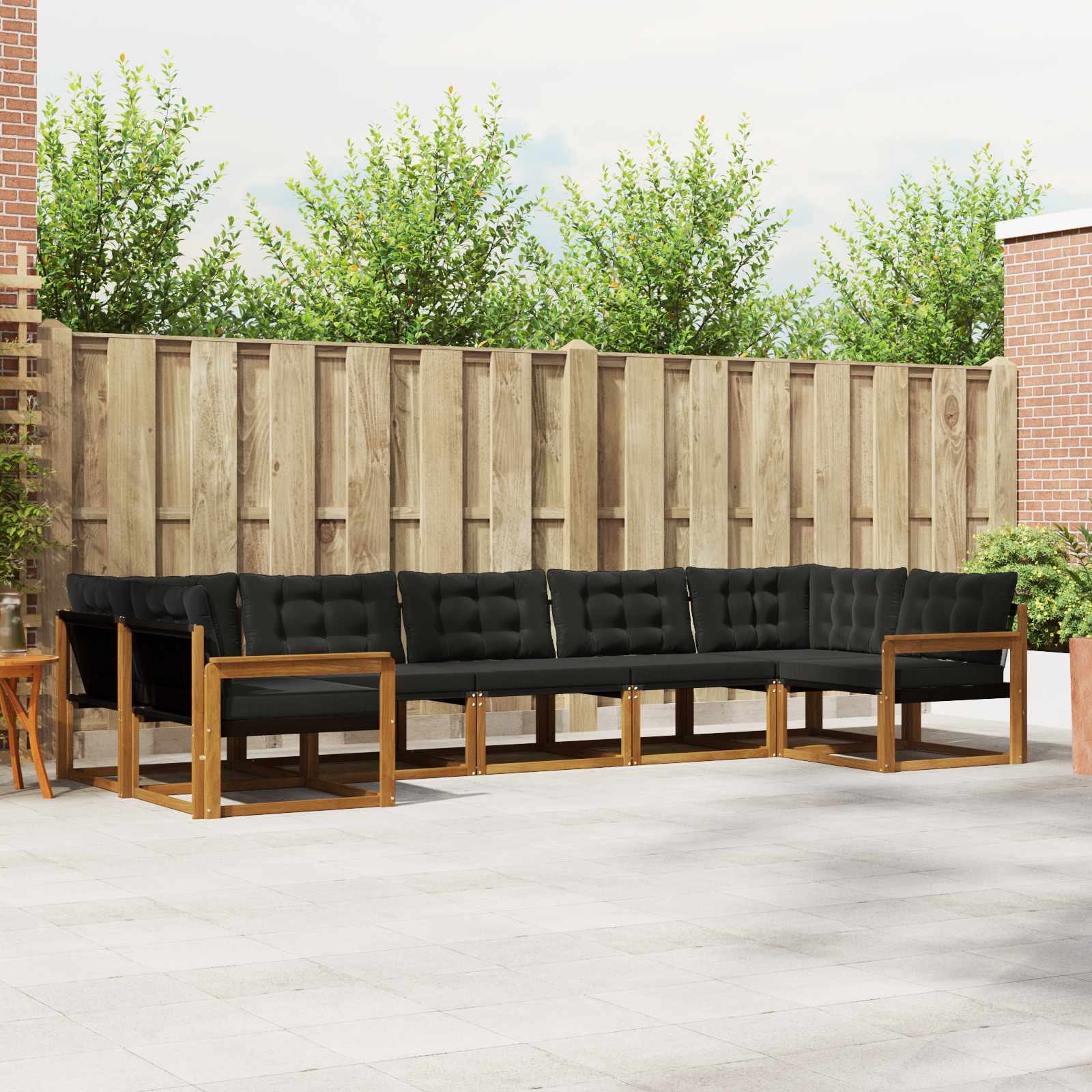 vidaXL Outdoor-Sofagarnitur mit Kissen 7 pcs Natürlich und Schwarz