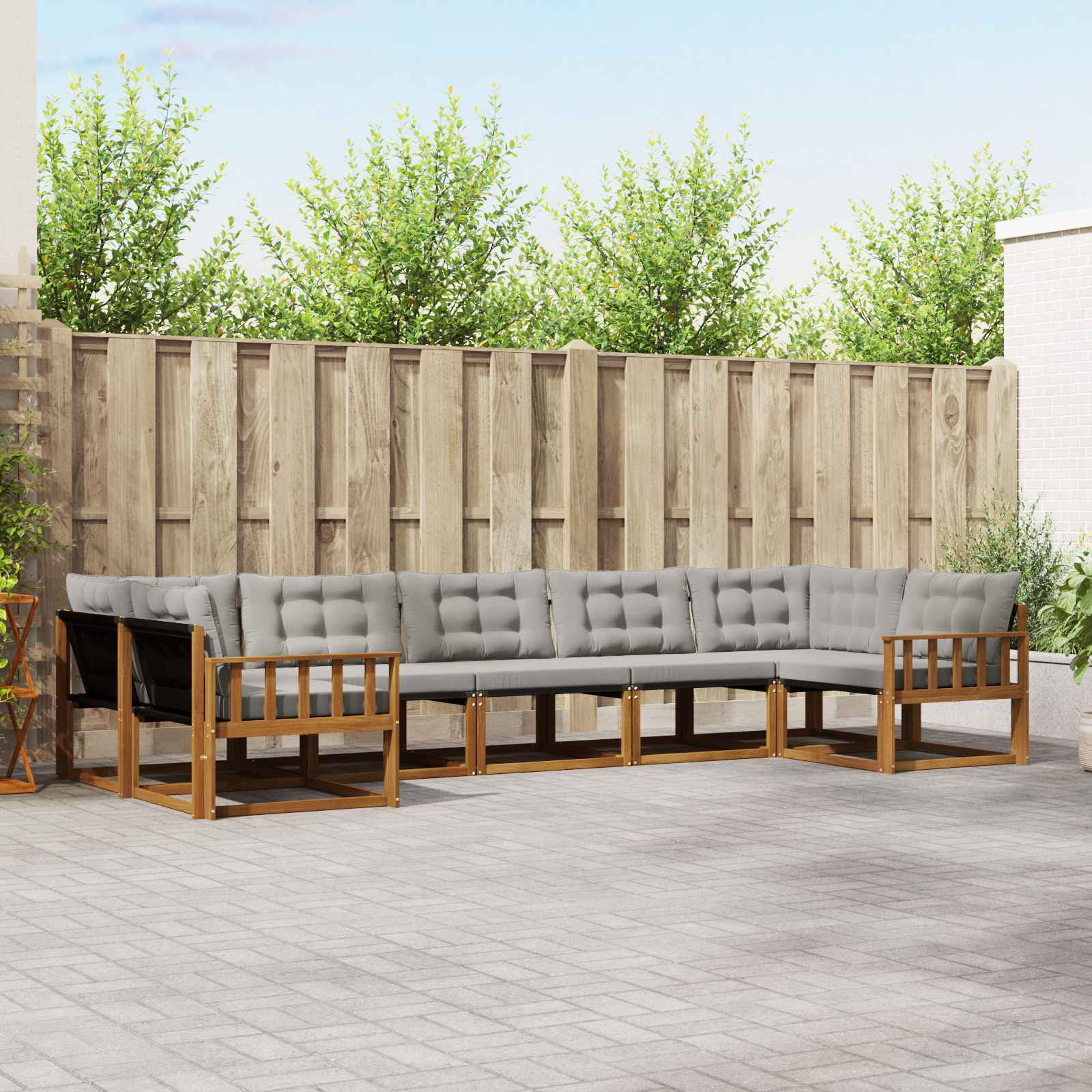vidaXL Set de canapele de exterior 7 pcs Gri natural și deschis