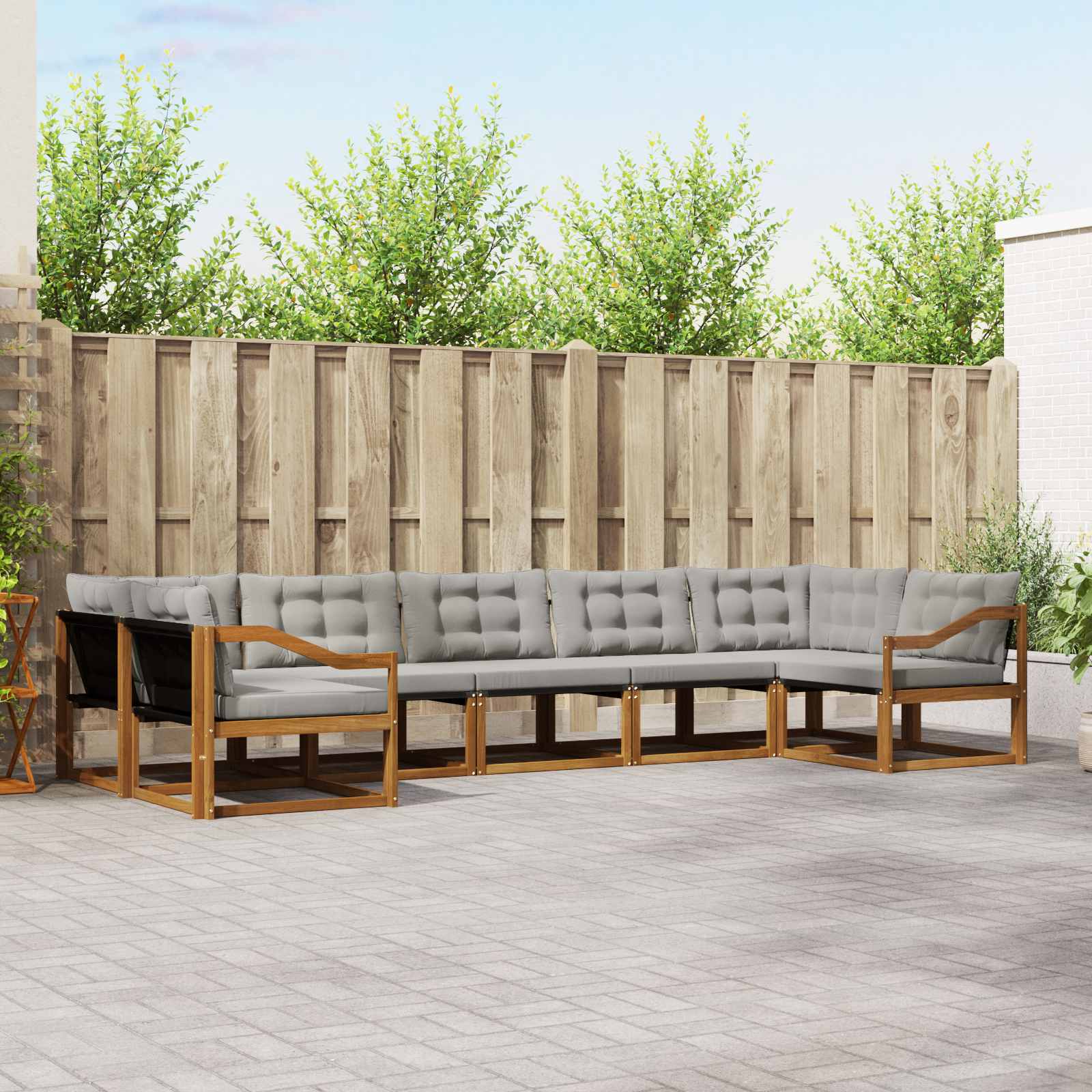 vidaXL Set de canapele de exterior 7 pcs Gri natural și deschis