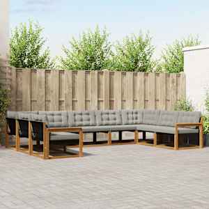 Zunanja garnitura za sedenje 9 pcs Naravna in svetlo siva