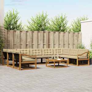 Zunanja garnitura za sedenje z blazino 10 pcs Naravna in bež