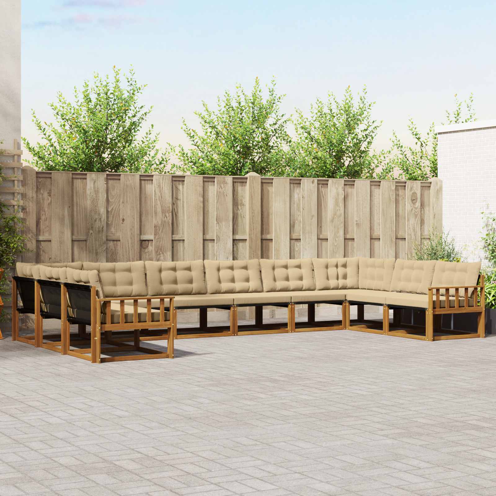 vidaXL Set de canapele de exterior cu pernă 10 pcs Natural și Bej