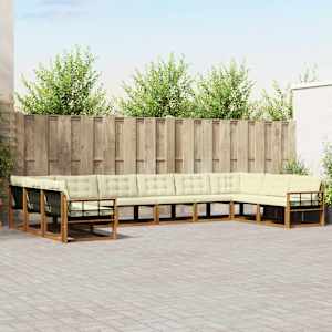 Zunanja garnitura za sedenje 10 pcs Naravna in smetana