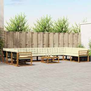 Zunanja garnitura za sedenje 11 pcs Naravna in smetana