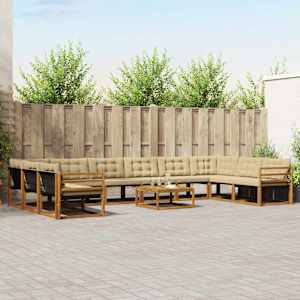 Zunanja garnitura za sedenje z blazino 11 pcs Naravna in bež