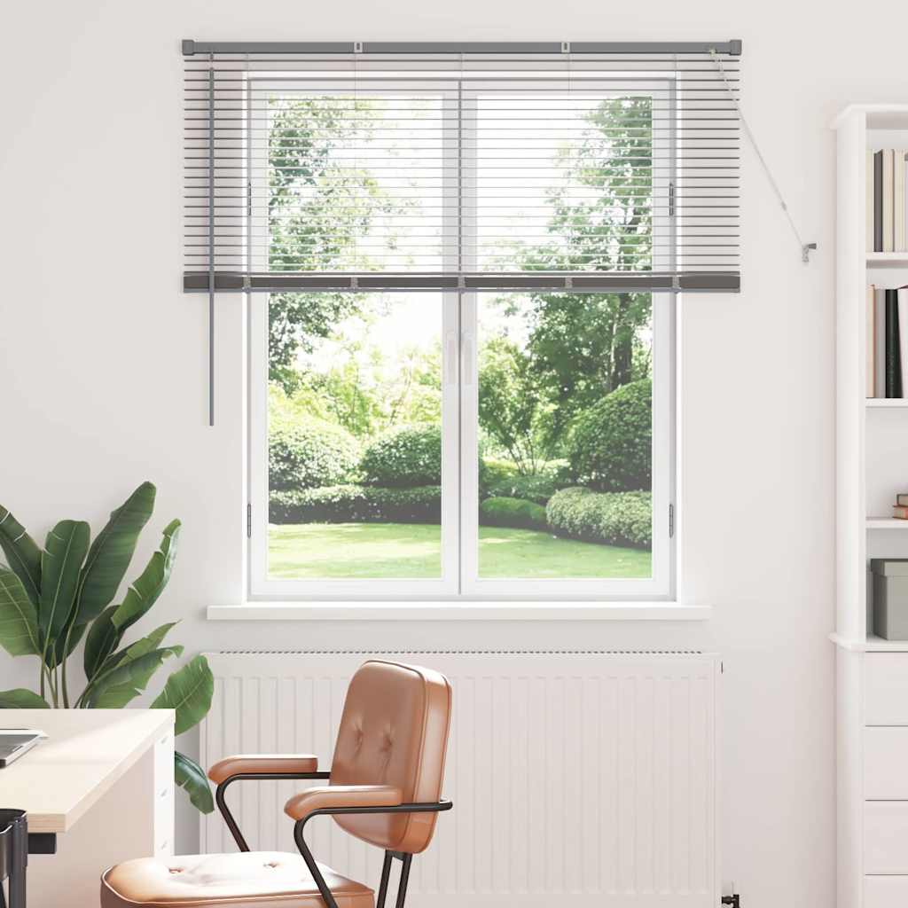 Raam Blind met gordijnen Zilver 80 x 130 cm Aluminium