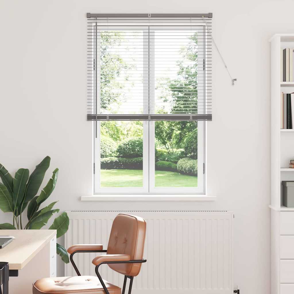 Raam Blind met gordijnen Zilver 80 x 130 cm Aluminium