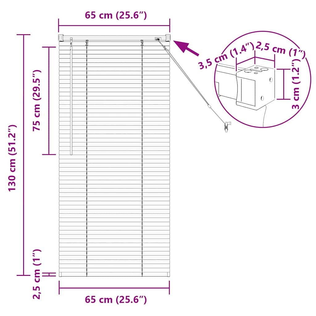 Raam Blind met gordijnen Anders Wit 80 x 130 cm Aluminium image 13