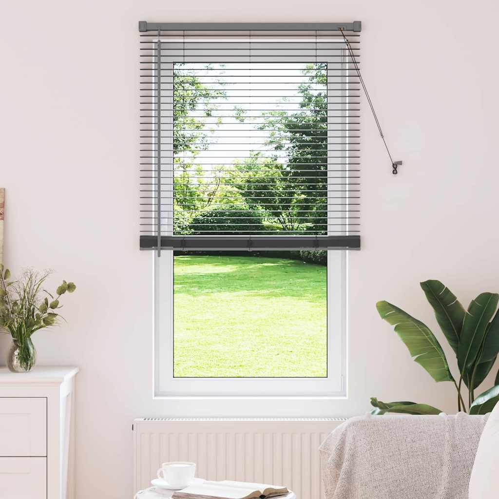vidaXL Fenster Jalousie mit Vorhängen Sonstiges Dunkelgrau 80 x 175 cm Aluminium