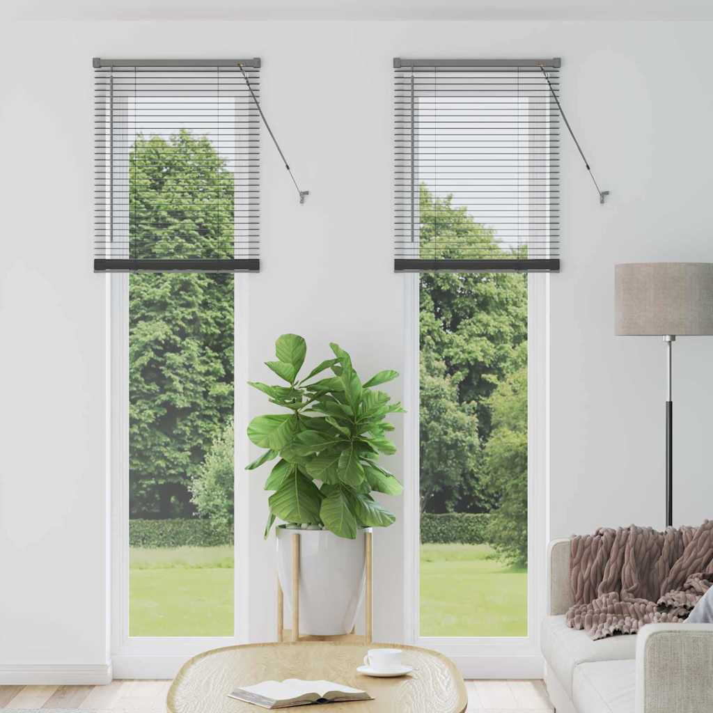 Raam Blind met gordijnen Anders Donkergrijs 80 x 130 cm Aluminium