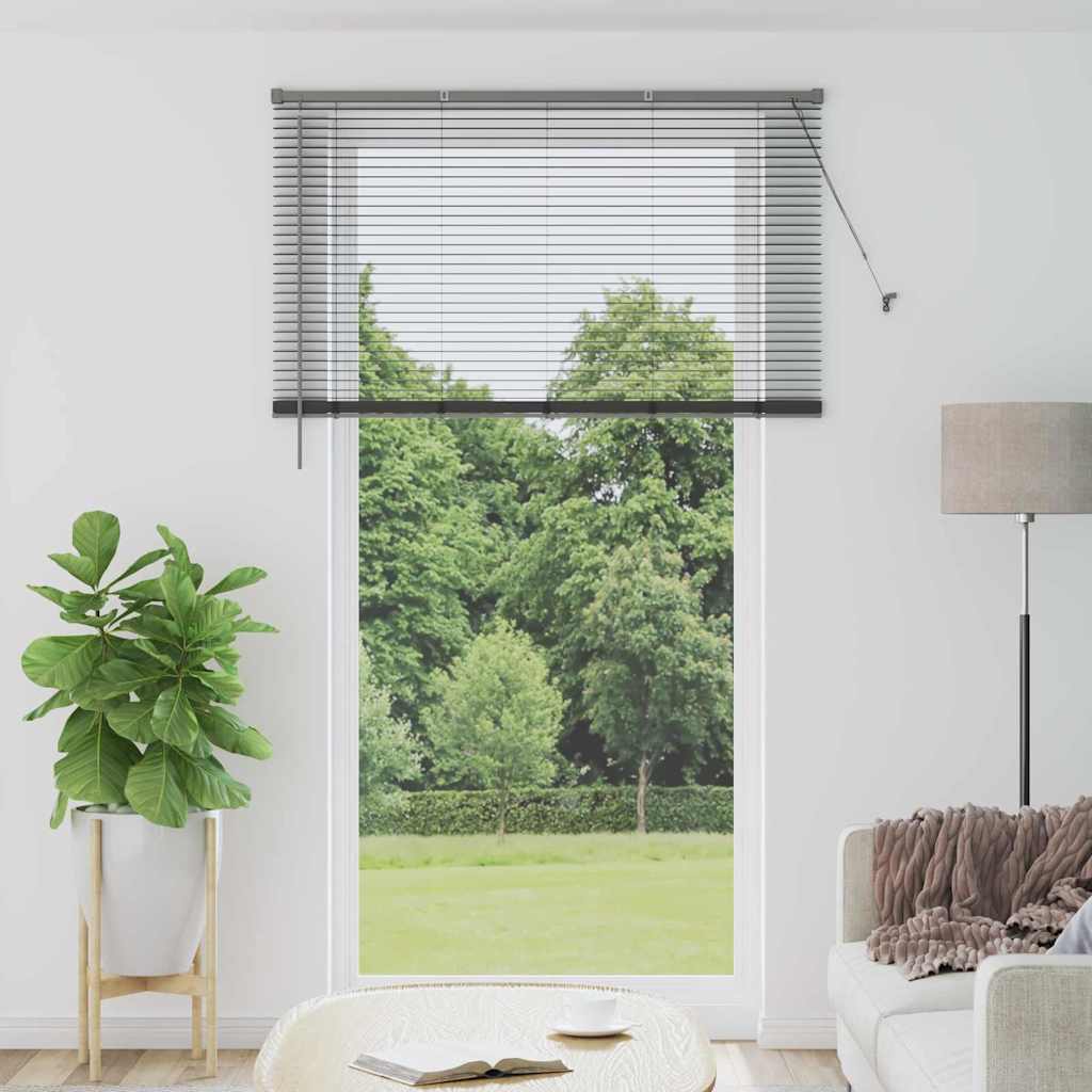 Raam Blind met gordijnen Anders Donkergrijs 80 x 130 cm Aluminium