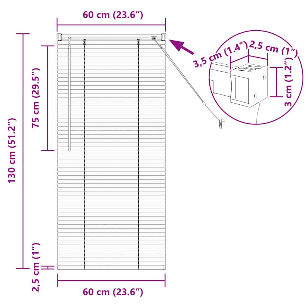 Raam Blind met gordijnen Anders Zwart 80 x 130 cm Aluminium image 13