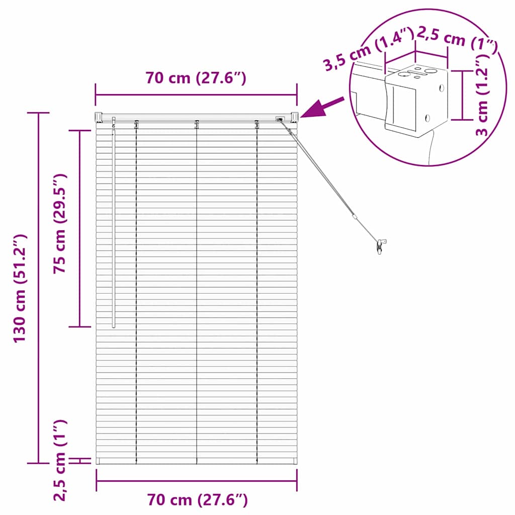 Raam Blind met gordijnen Anders Zwart 80 x 130 cm Aluminium image 13
