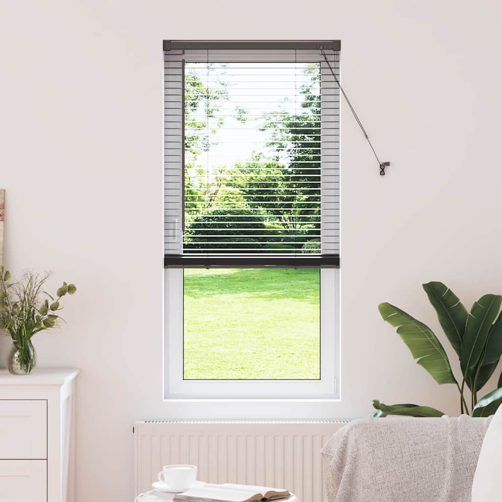 vidaXL Fenster Jalousie mit Vorhängen Sonstiges Schwarz 80 x 130 cm Aluminium