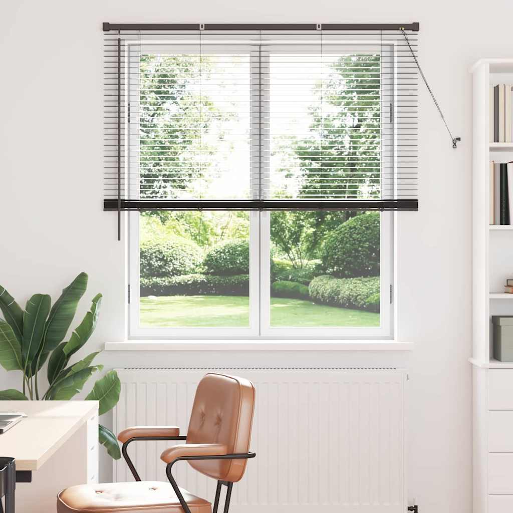 vidaXL Fenster Jalousie mit Vorhängen Sonstiges Schwarz 135 x 175 cm Aluminium